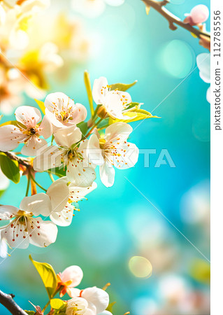AI-generated content. Branch With White Flowers and Green Leaves AI-generated content. Branch With White Flowers and Green Leaves 112785556