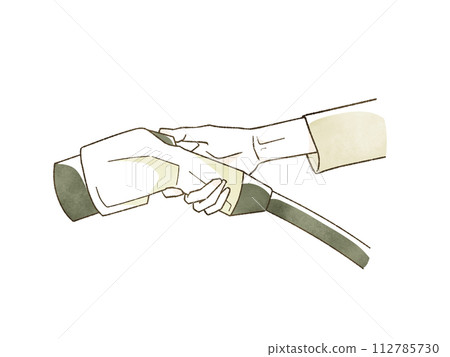 Hand movements to charge an electric car Hand movements to charge an electric car 112785730