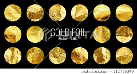 Gold foil, shiny handmade circles. Golden glittering texture, pattern. Luxury shining hand drawn background. Wedding, greeting card decoration elements. Modern minimalist art. Vector illustration Gold foil, shiny handmade circles. Golden glittering texture, pattern. Luxury shining hand drawn background. Wedding, greeting card decoration elements. Modern minimalist art. Vector illustration 112786349