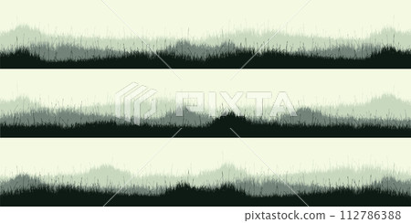 Meadow silhouettes with grass, plants on plain. Panoramic summer lawn landscape with herbs, various weeds. Herbal border, frame. Nature background. Green horizontal banner. Vector illustration Meadow silhouettes with grass, plants on plain. Panoramic summer lawn landscape with herbs, various weeds. Herbal border, frame. Nature background. Green horizontal banner. Vector illustration 112786388