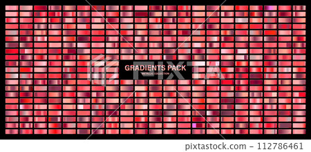 Rose gold glossy gradient, metal foil texture. Color swatch set. Collection of high quality gradients. Shiny metallic background. Design element. Vector illustration Rose gold glossy gradient, metal foil texture. Color swatch set. Collection of high quality gradients. Shiny metallic background. Design element. Vector illustration 112786461