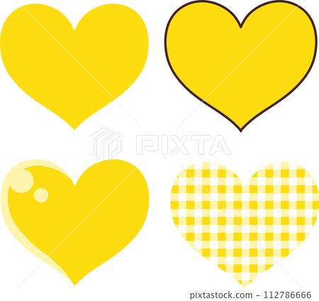 Cute yellow heart icon set 112786666