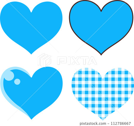 Cute blue heart icon set 112786667