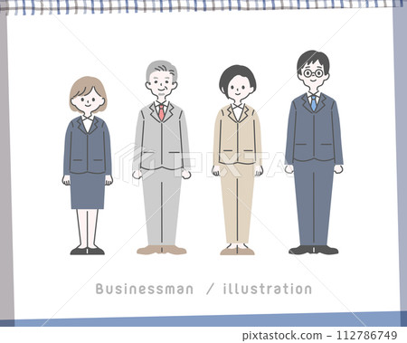 Illustration set 1 of men and women wearing suits 112786749