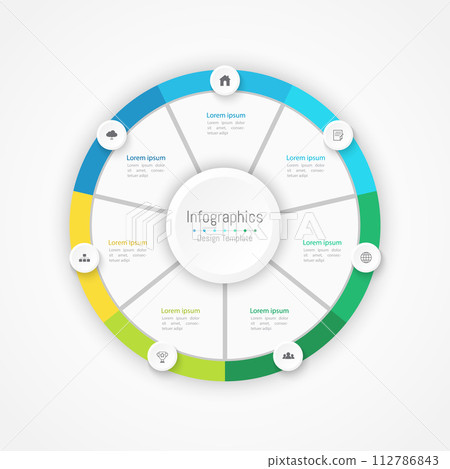 Infographic 7 options design elements for your business data. Vector Illustration. 112786843