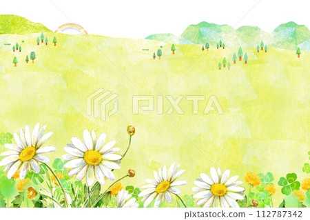 Watercolor illustration Margaret field background material 112787342