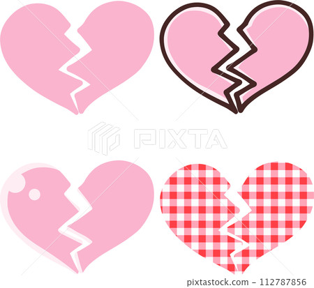 粉紅色破碎的心圖標集 112787856