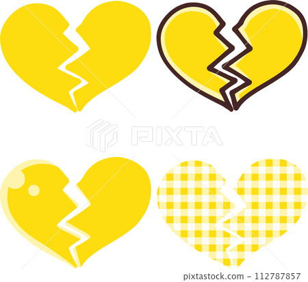 黃色破碎的心圖標集 112787857