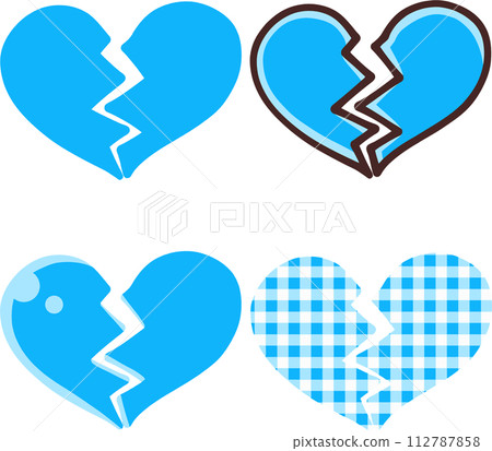 藍色破碎的心圖標集 112787858