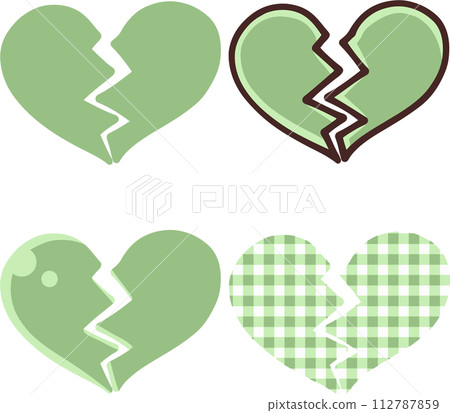 綠色破碎的心圖標集 112787859