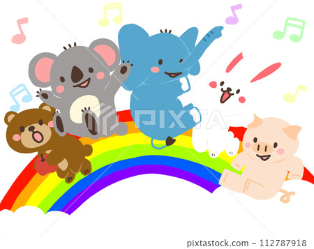Cute animals and rainbow characters 112787918