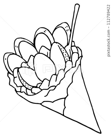 草莓香蕉縐線畫 112789422