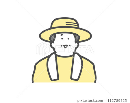 Smiling male elderly person working at a farm, senior icon 112789525
