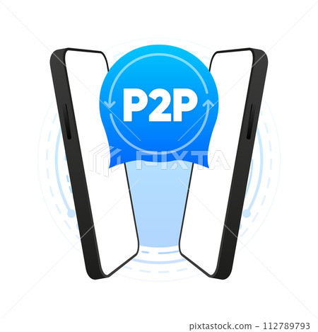 Peer to peer trading. P2P lending. Cryptocurrency. Virtual transaction. Modern style. Vector illustration. Peer to peer trading. P2P lending. Cryptocurrency. Virtual transaction. Modern style. Vector illustration. 112789793