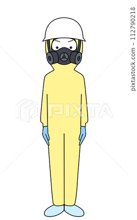 Level C chemical protection suit illustration (female) Level C chemical protection suit illustration (female) 112790218