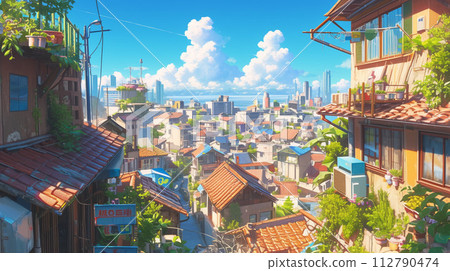 Residential area viewed from the hill 112790474