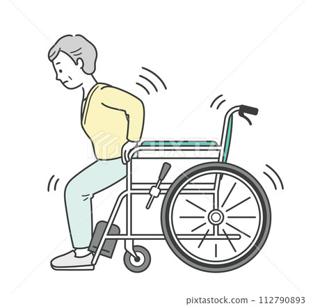 老婦人試圖從輪椅上站起來 112790893