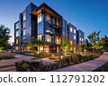 New residential low-rise multi-apartment building. 112791202