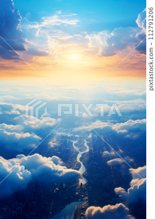 Aerial view of a modern big city. Aerial view of a modern big city. 112791206