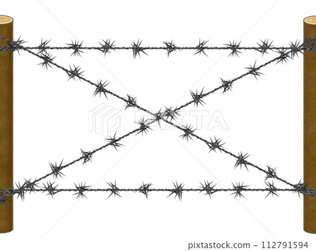 No-trespassing fence pattern (barbed wire) 112791594