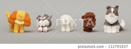 3D cute puppy element set 3D cute puppy element set 112791837