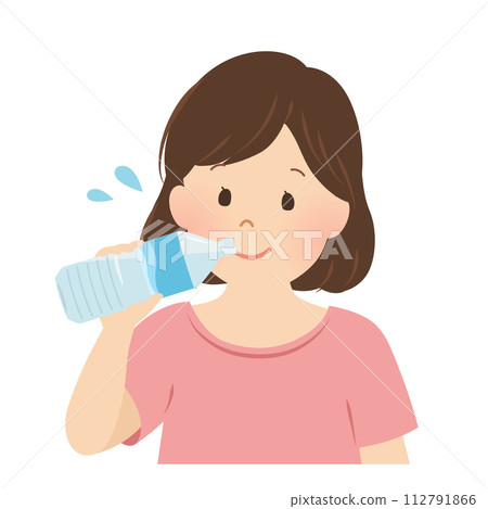 Vector illustration of a woman hydrating Vector illustration of a woman hydrating 112791866