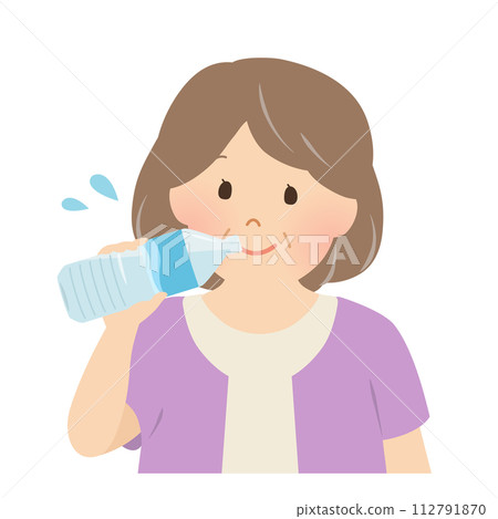 Vector illustration of a senior woman hydrating 112791870