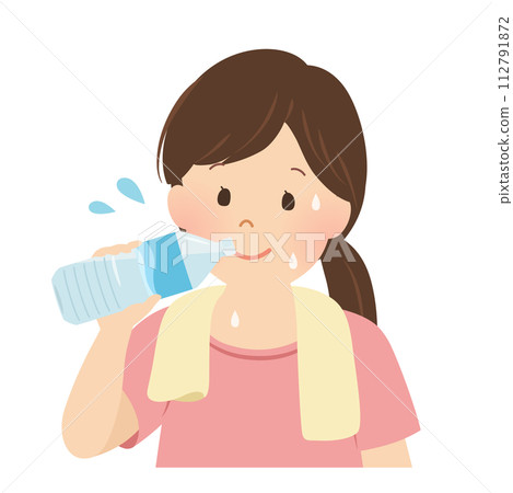 Vector illustration of a woman hydrating Vector illustration of a woman hydrating 112791872
