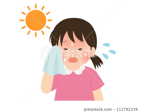 中暑向量圖的一個看起來很熱的女孩 中暑向量圖的一個看起來很熱的女孩 112792239