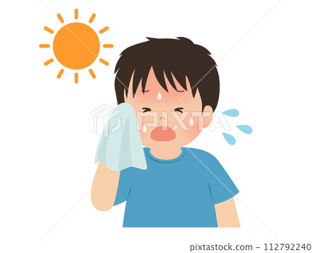 Heatstroke Vector illustration of a boy who looks hot 112792240