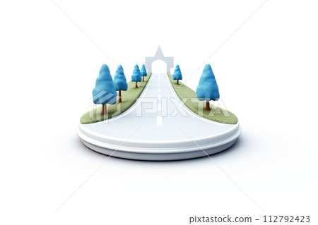 Close-up, 3d minimal scene of road way icon, Generative AI Close-up, 3d minimal scene of road way icon, Generative AI 112792423