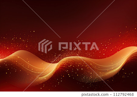 Abstract red background with golden waves. Vector illustration for your design. Generative AI 112792468