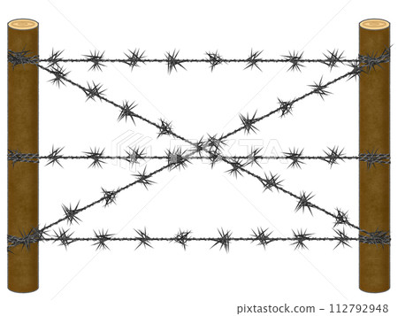 Single fence forbidding entry (barbed wire) 112792948