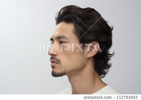 Profile of a young Japanese man (young man, model, Asian, white background, no background) 112793083