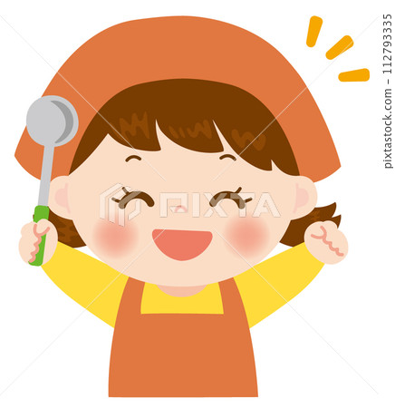 Cute character illustration of a girl helping with cooking 112793335