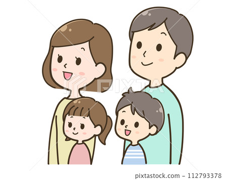 一家四口抬頭插畫 112793378