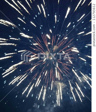 big fireworks shining in the night sky 112793812