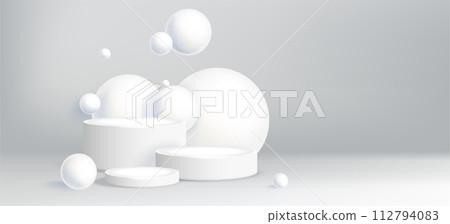 3d white product display podium platform in studio 112794083