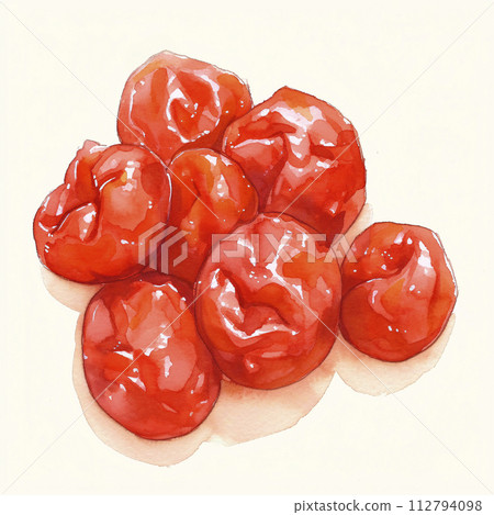 醃李子的水彩插圖 醃李子的水彩插圖 112794098