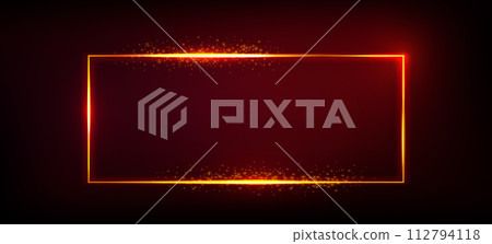 Sparkling golden frame isolated on red background 112794118