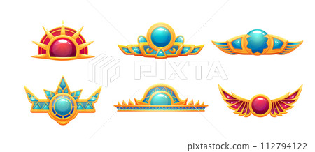Egyptian game ui icon of border or divider. 112794122