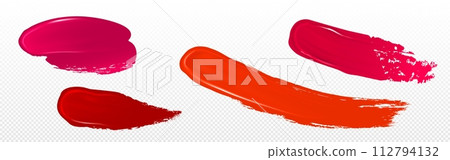 Red and pink lipstick or nail polish swatch. 112794132