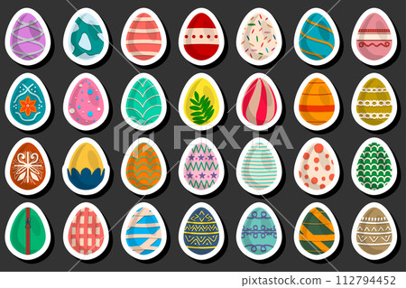 Illustration on theme celebration holiday Easter with hunt colorful bright eggs 112794452