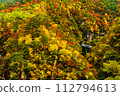 Rikuu East Line runs through the autumn leaves of Naruko Gorge 112794613