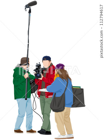 Cameraman, audio person, and AD crew Cameraman, audio person, and AD crew 112794617