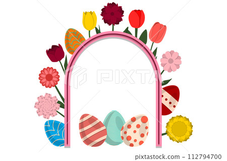 Illustration on theme celebration holiday Easter with hunt colorful bright eggs 112794700