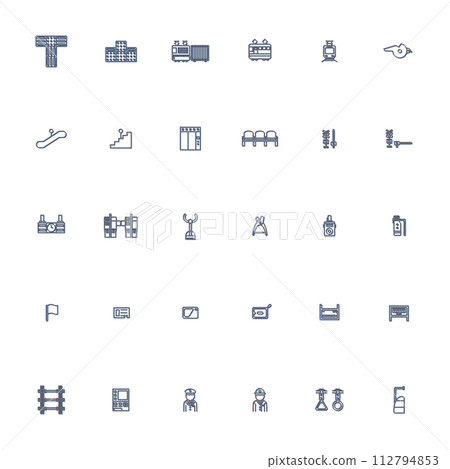 Station-related color shadow icon illustration set blue 112794853