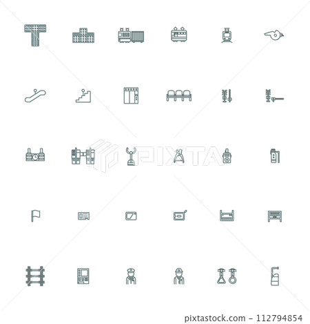 站相關顏色陰影圖示插圖集淺藍色 112794854