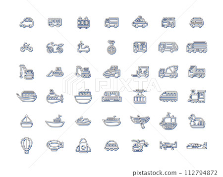 Color shadow icon set of various vehicles blue Color shadow icon set of various vehicles blue 112794872