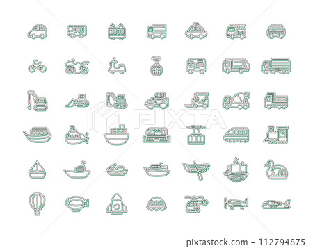 各種車輛的彩色陰影圖示集 112794875